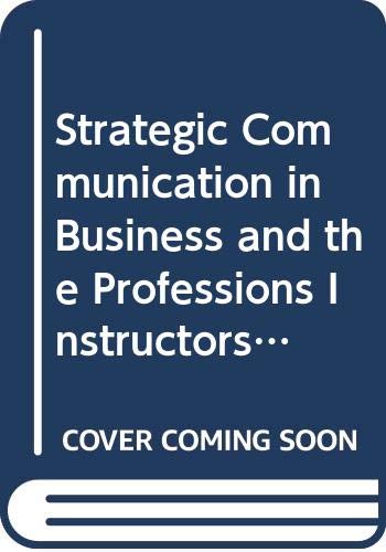 Imagen de archivo de Strategic Communication in Business and the Professions Instructors Resource Manual with Test Items Third Edition a la venta por SecondSale