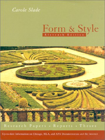 9780395958278: Form and Style: Research Papers, Reports, Theses