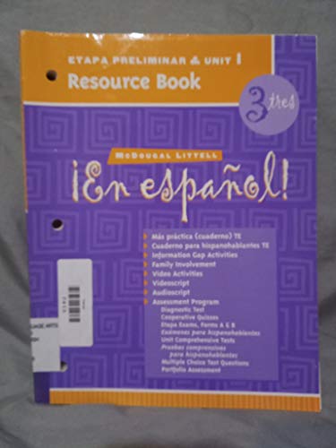 Stock image for En Espanol 3 Etapa Preliminar and Unit 1 Resource Book for sale by Better World Books