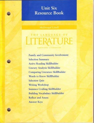Beispielbild fr The Language of Literature: American Literature: Unit Six Resource Book zum Verkauf von Better World Books