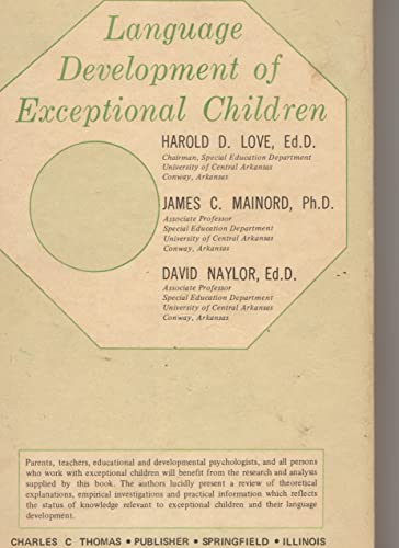Beispielbild fr Language Development of Exceptional Children zum Verkauf von Better World Books