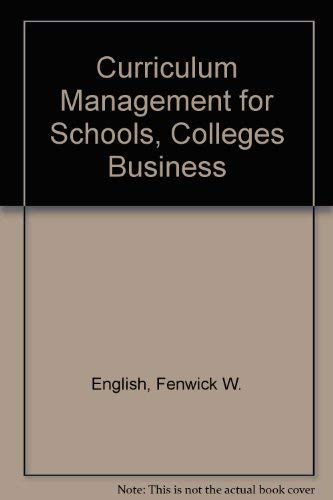 Stock image for Curriculum Management for Schools, Colleges Business for sale by HPB-Red