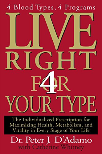 Beispielbild fr Live Right 4 Your Type: 4 Blood Types, 4 Program -- The Individualized Prescription for Maximizing Health, Metabolism, and Vitality in Every Stage of Your Life (Eat Right 4 Your Type) zum Verkauf von Wonder Book