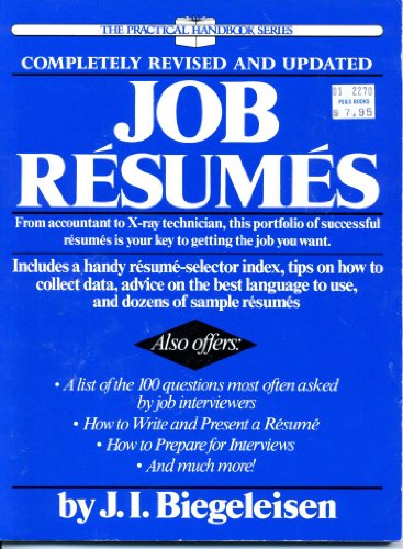 Imagen de archivo de Job Resumes, Revised Edition (Practical Handbook) a la venta por medimops