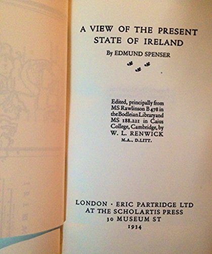 View of the Present State of Ireland (9780403012244) by W. L. Renwick; Edmund Spenser