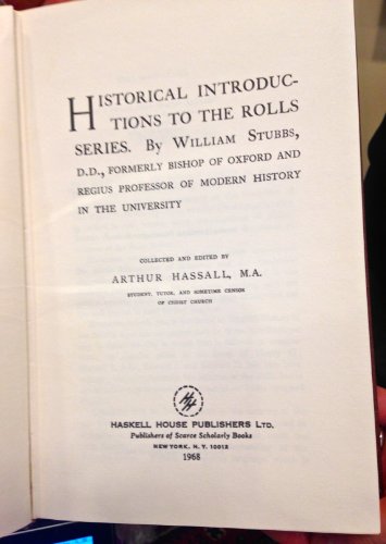 Imagen de archivo de Historical Introduction to the Rolls Series a la venta por Better World Books