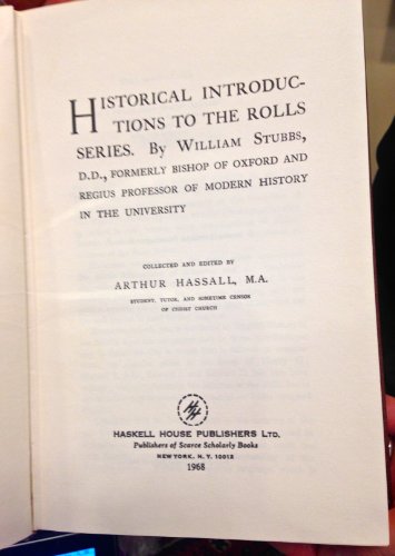 Stock image for Historical Introduction to the Rolls Series for sale by Better World Books
