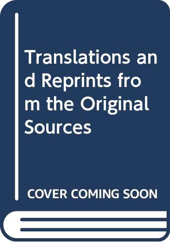 Stock image for Translations and Reprints from the Original Sources for sale by Discover Books