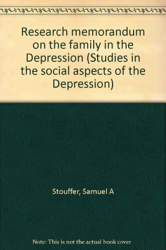 Stock image for Research memorandum on the family in the depression, Stouffer, Samuel Andrew for sale by CONTINENTAL MEDIA & BEYOND