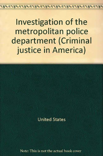 Imagen de archivo de Investigation of the Metropolitan Police Department a la venta por ThriftBooks-Atlanta