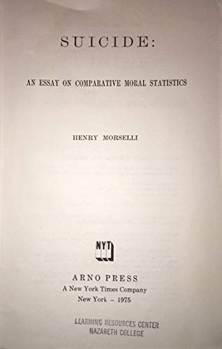 Imagen de archivo de Suicide: An Essay on Comparative Moral Statistics a la venta por RPL Library Store