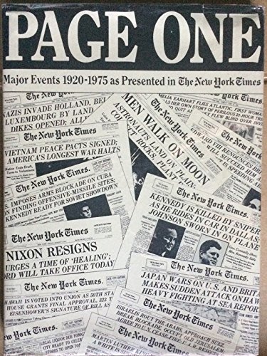 Beispielbild fr Page One: Major Events, 1920-1976, As Presented in the New York Times. zum Verkauf von HPB Inc.