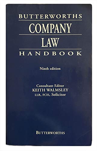Imagen de archivo de Butterworths Company Law Handbook (Delete (Butterworth Handbooks)) a la venta por AwesomeBooks