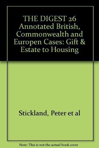 Beispielbild fr The Digest: Annotated British, Commonwealth and European Cases 26: Gift and Estate Taxation - Housing zum Verkauf von Tiber Books