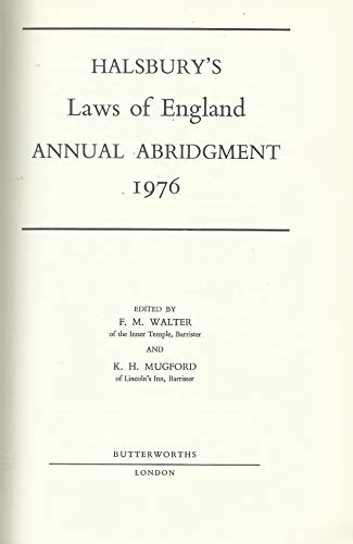 Stock image for Halsbury's Laws of England, Annual Abridgment' for sale by Pigeonhouse Books, Dublin