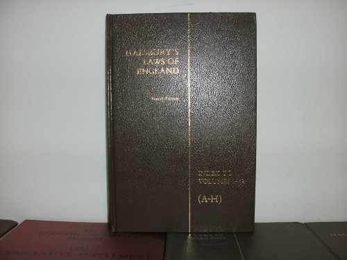 9780406033833: HALSBURY'S LAWS OF ENGLAND: Fourth Edition, Index to Volumes 1-42, A-H