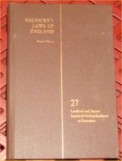 Beispielbild fr Halsbury's Laws of England. Volume 27: Landlord and Tenant Leasehold Enfranchisement or Extension. Fourth Edition. zum Verkauf von Plurabelle Books Ltd