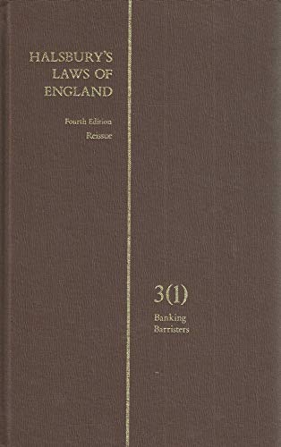 Beispielbild fr Halsbury's Laws of England. Volume 3 (1) Banking. Barristers zum Verkauf von Pigeonhouse Books, Dublin