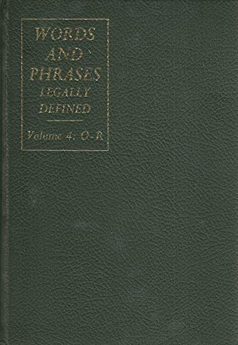 Imagen de archivo de Words and phrases legally defined. 2nd ed a la venta por Pigeonhouse Books, Dublin