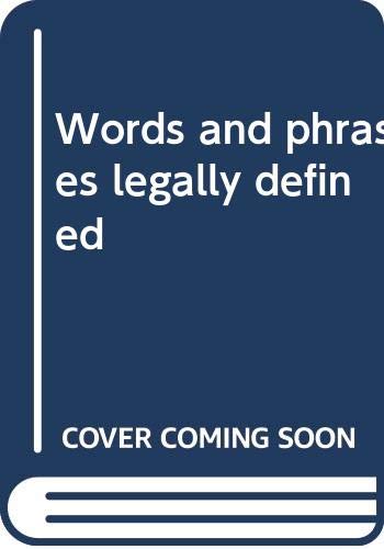 Imagen de archivo de Words and Phrases Legally Defined. Volume 1. A-C. a la venta por J J Basset Books, bassettbooks, bookfarm.co.uk