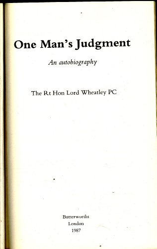 Imagen de archivo de One Man's Judgment: An Autobiography a la venta por SecondSale