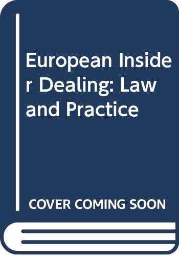 Stock image for European Insider Dealing: Law and Practice for sale by medimops