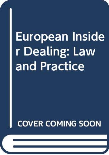 9780406115577: European Insider Dealing: Law and Practice