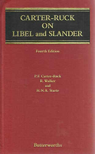 Stock image for Carter-Ruck on Libel and Slander for sale by Pigeonhouse Books, Dublin