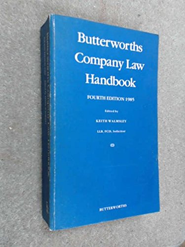 Imagen de archivo de Butterworths Company Law Handbook (Delete (Butterworth Handbooks)) a la venta por Cambridge Rare Books