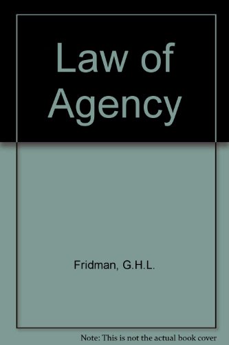 Imagen de archivo de Law of Agency a la venta por Goldstone Books