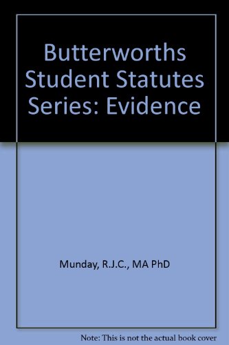Stock image for Butterworths Student Statutes Series: Evidence. Second Edition. for sale by Plurabelle Books Ltd