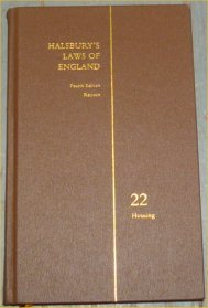 Stock image for Halsbury's Laws of England. Volume 22 Housing (Fourth Edition Reissue) for sale by Pigeonhouse Books, Dublin