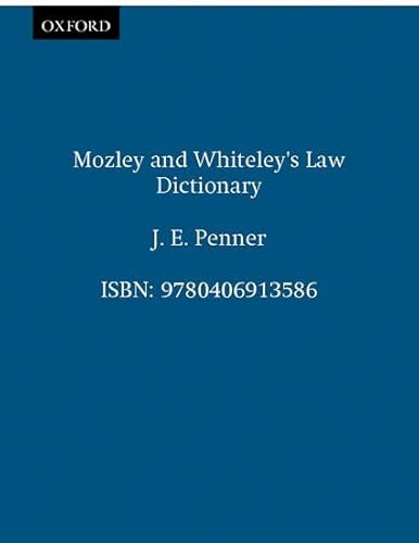 Stock image for Mozley and Whiteley's Law Dictionary for sale by ThriftBooks-Atlanta