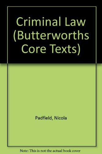 Stock image for Criminal Law (Butterworths Core Texts) for sale by AwesomeBooks