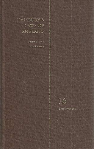 9780406920959: HALSBURY'S LAWS OF ENGLAND: VOLUME 16 EMPLOYMENT