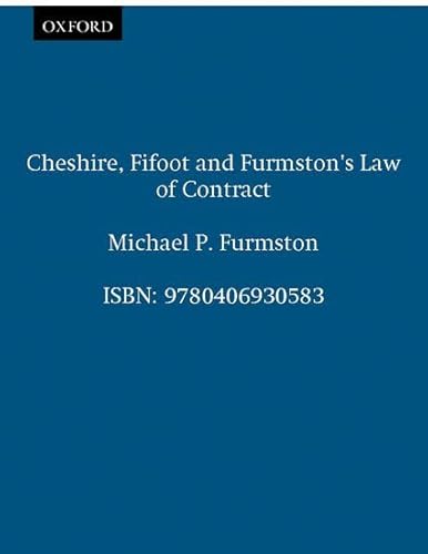 Beispielbild fr Cheshire, Fifoot and Furmston's Law of Contract zum Verkauf von AwesomeBooks