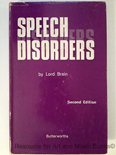 Speech Disorders (9780407398504) by Lord Walter Russell Brain