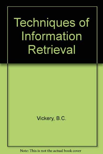 Stock image for Techniques of Information Retrieval for sale by Anybook.com