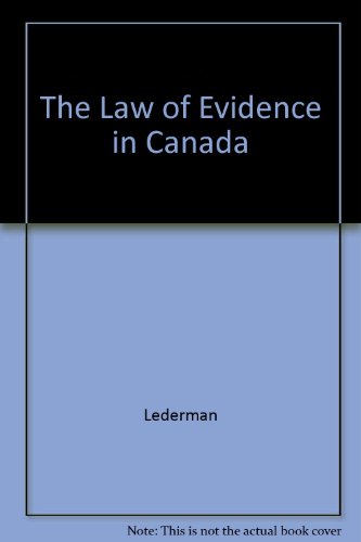 Stock image for The Law of Evidence in Canada for sale by dsmbooks