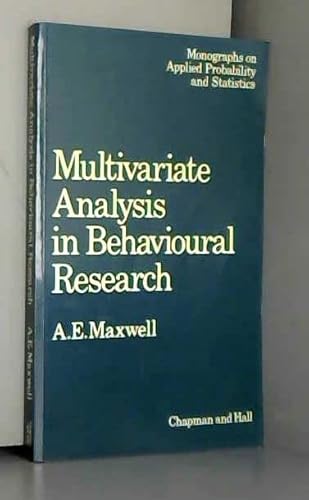 Beispielbild fr Multivariate Analysis in Behavioral Research : For Medical and Social Science Students zum Verkauf von "Pursuit of Happiness" Books