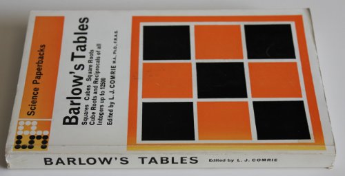 Imagen de archivo de Barlow's Tables of Squares, Cubes, Square Roots, Cube Roots, and Reciprocals of All Integers up to 12,500 -- Science Paperbacks a la venta por gigabooks