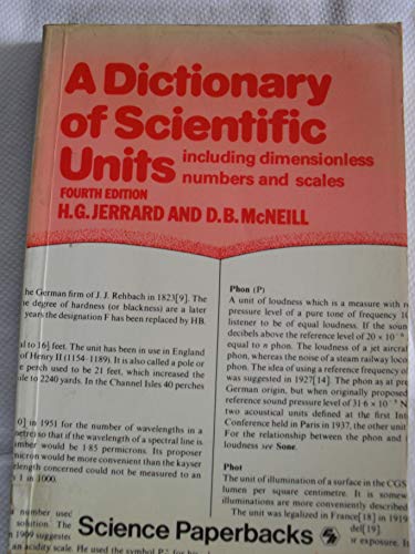 9780412223709: A dictionary of scientific units: Including dimensionless numbers and scales