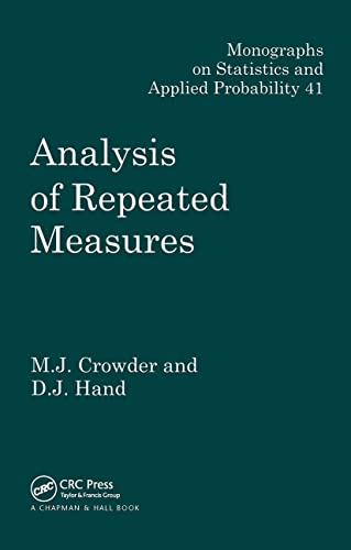 Imagen de archivo de Analysis of Repeated Measures (Chapman & Hall/CRC Monographs on Statistics and Applied Probability) a la venta por HPB-Red