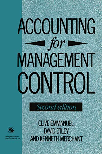 Beispielbild fr Accounting for Management Control zum Verkauf von Better World Books