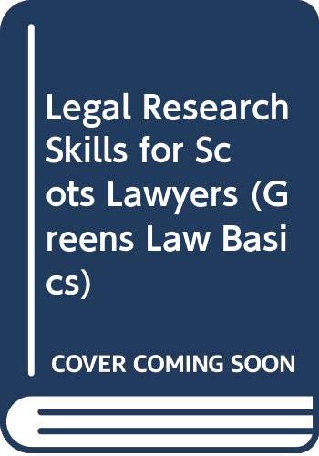 Stock image for Legal Research Skills for Scots Lawyers for sale by MusicMagpie