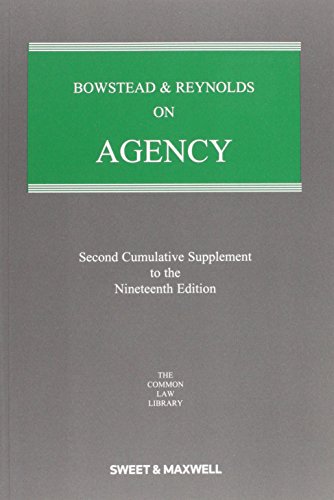 Beispielbild fr Bowstead and Reynolds on Agency (2nd Supplement) zum Verkauf von WorldofBooks