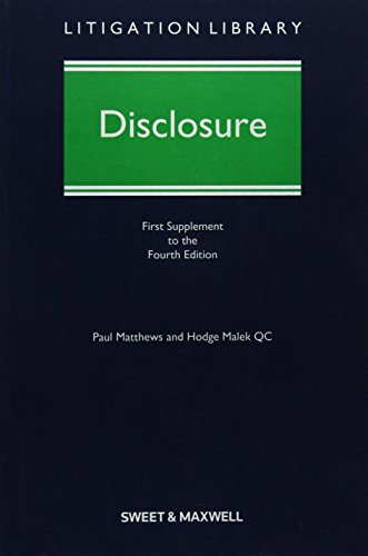 Imagen de archivo de Disclosure (1st Supplement) a la venta por AwesomeBooks