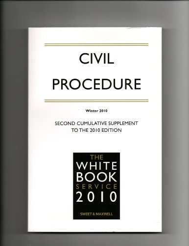 Imagen de archivo de Civil Procedure, Summer 2010, The White Book Service 2010 (First Cumulative Supplement to the 2010 Edition) a la venta por AwesomeBooks