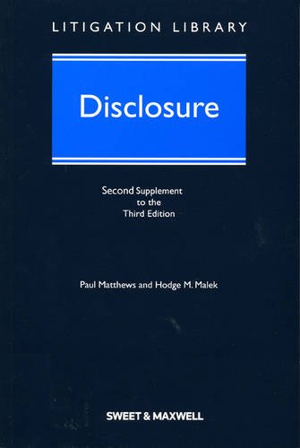 Imagen de archivo de Disclosure (2nd Supplement) a la venta por AwesomeBooks