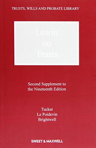 Stock image for Lewin on Trusts Second Supplement to the Nineteenth Edition for sale by Webbooks, Wigtown
